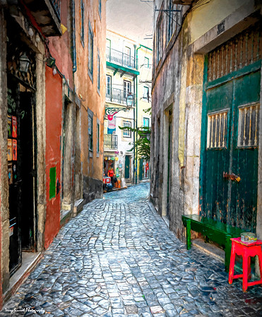 Alfama Street Scene 5 Impressionistic Painterly