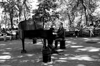 Colin Huggins - the crazy piano guy - Washington Square Park B&W 2