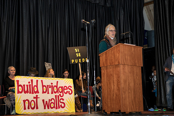 T. Scussel - Marin County Supervisior Kate Sears at Marin is Marching  - San Rafael B Street Community Center