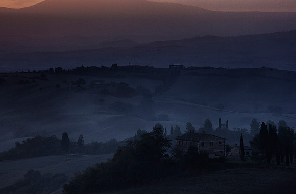 Foggy morning in San Quirico d`Orcia