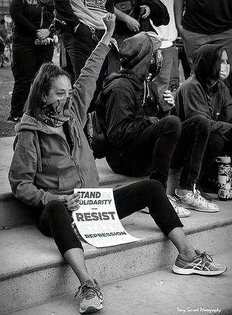Solidarity w-Portland Rally 8 B&W (Terry Scussel)