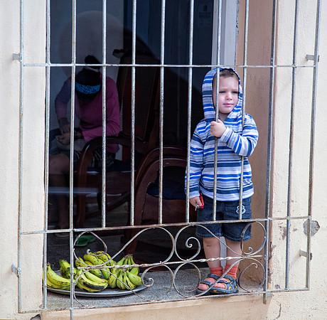 Boy in Blue Striped Hoodie