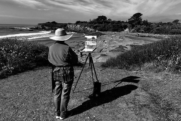 En Plein Air & Shadows at William Randolph Hearst Memorial Beach 2 Copy bw