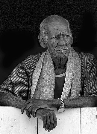 Man in Yellow Window (B&W)