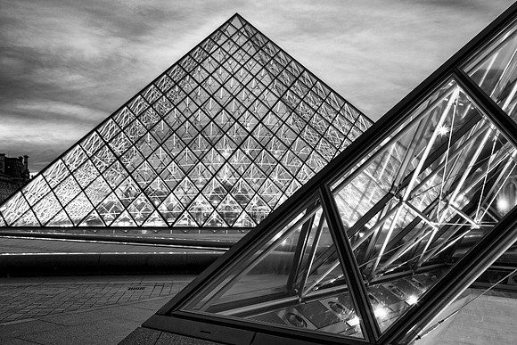Louvre Pyramid 2 B&W