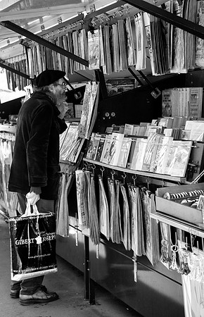 Parisian at Seine Newstand B&W
