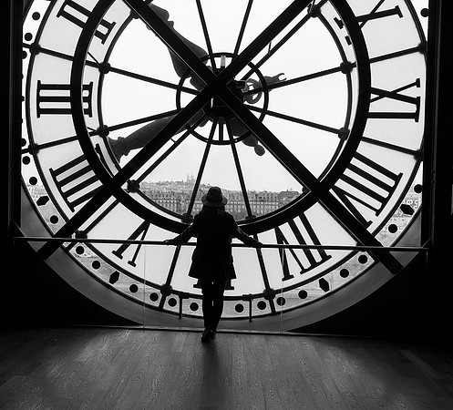 Taiwanese Student at the Musee d'Orsay Clock Window