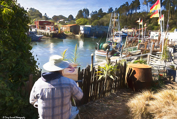 Chuck painting the Blue Pacific, Noyo Harbor (Impressionism)