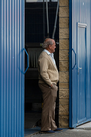 Blue Door, Block Wall and a Man, Luarca 2