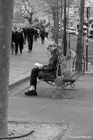Reading Alone the Boulevard, Paris