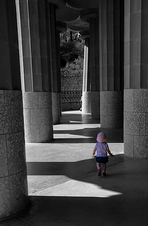 Baby Walking at Park Guell (B&W) - Copy
