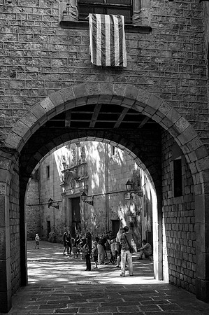 School Yard - Barcelona Old Town B&W