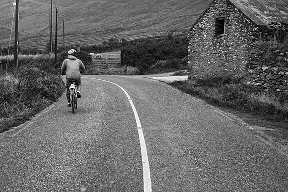 Bicyclist - Dingle Peninsula B&W