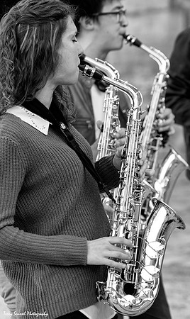 Saxophonists, Brass Band Jam - Pont de L'Archeveche, Paris B&W