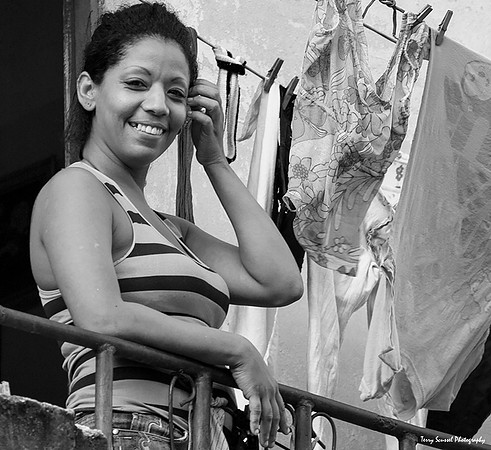 Doing Laundry Cuban Style (B&W)