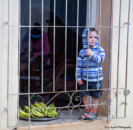 Boy in Blue Striped Hoodie
