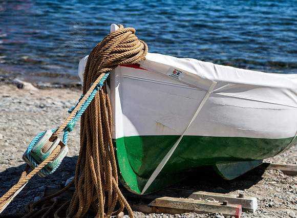 Green & White Fishing Boat