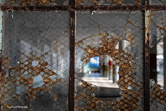 Weathered wire mesh panes