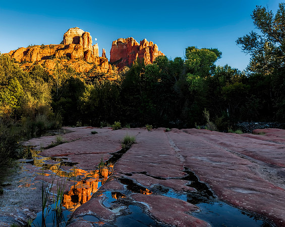 Moon Rising over Cathredral Rock Reflection 2