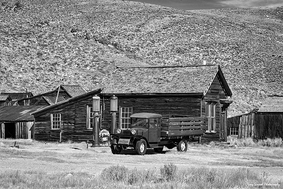 Dodge truck at Bodie B&W