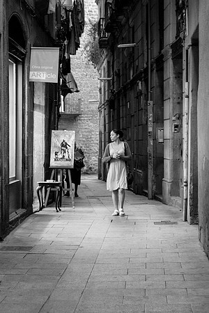 Lady in Red B&W
