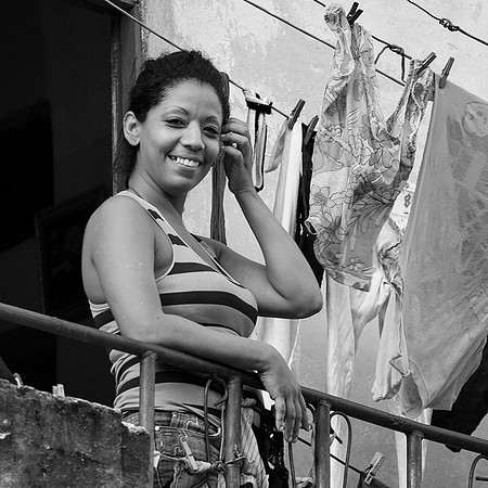 Doing Laundry Cuban Style (B&W)