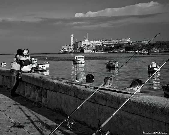 Morning Fisherman and Lovers B&W