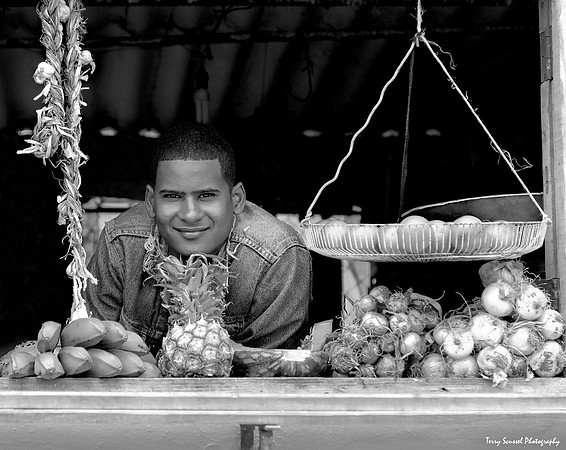 Window Vegetable Merchant - Trinidad (B&W)