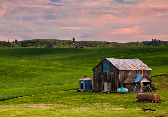 Palouse Barn Sunset