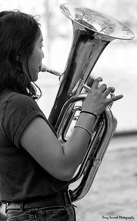 Baritone Horn, Brass Band Jam - Pont de L'Archeveche, Paris B&W