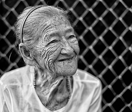 Old Woman at the Market (B&W)